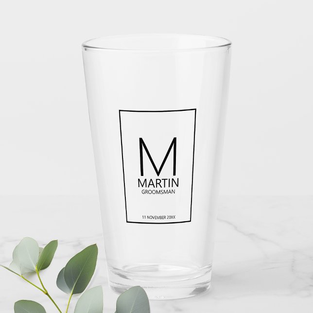 Verre Monogramme personnalisé moderne et Groomsmen de no (Créateur téléchargé)