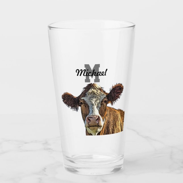 Verre Monogramme Red Holstein Vache ferme laitière (Devant)