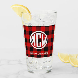 Verre Monogramme rouge du cercle de contrôle du bison no