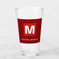 Monogramme rouge foncé et design tendance ton nom