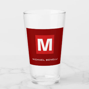 Verre Monogramme rouge foncé et design tendance ton nom