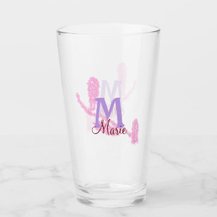 Verre Monogramme simple pailleté rouge ajoutez votre nom