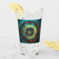 Monogramme Steampunk Verdigris Rusty Cogwheel