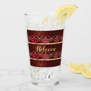Verre Monogramme Vintage Bourgogne Couleur Luxe Or Décor