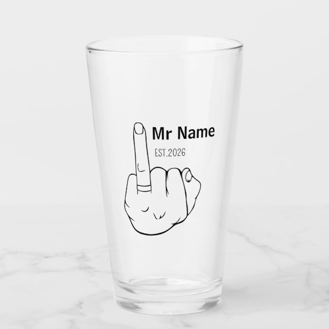 Verre Monsieur Nouvellement Marié Bague de Fiançailles P (Devant)