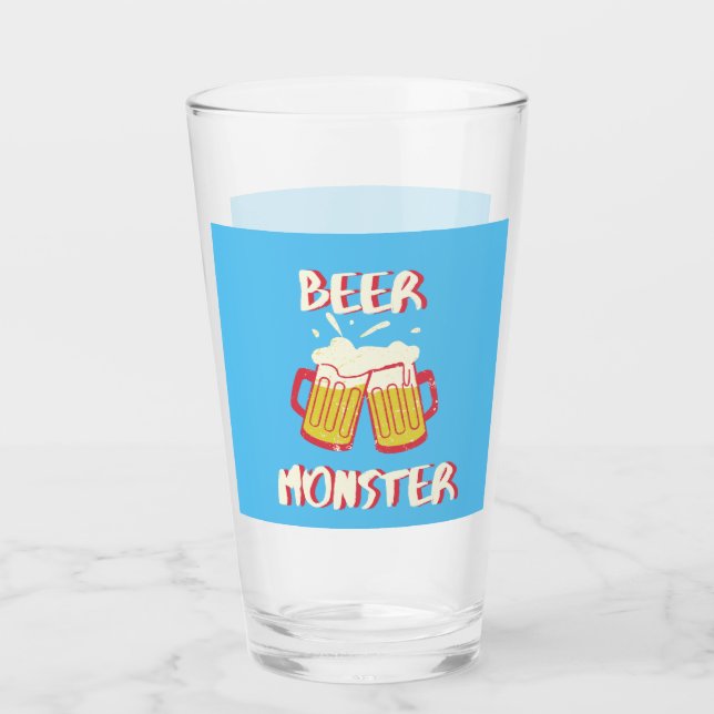 Verre Monstre de Bière | Verrerie à fond bleu (Devant)