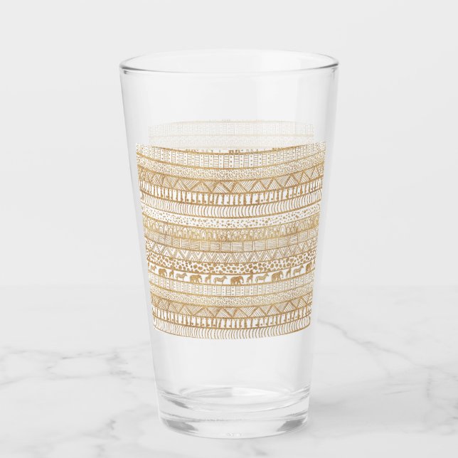 Verre Motif africain de la tribu Gold White (Devant)