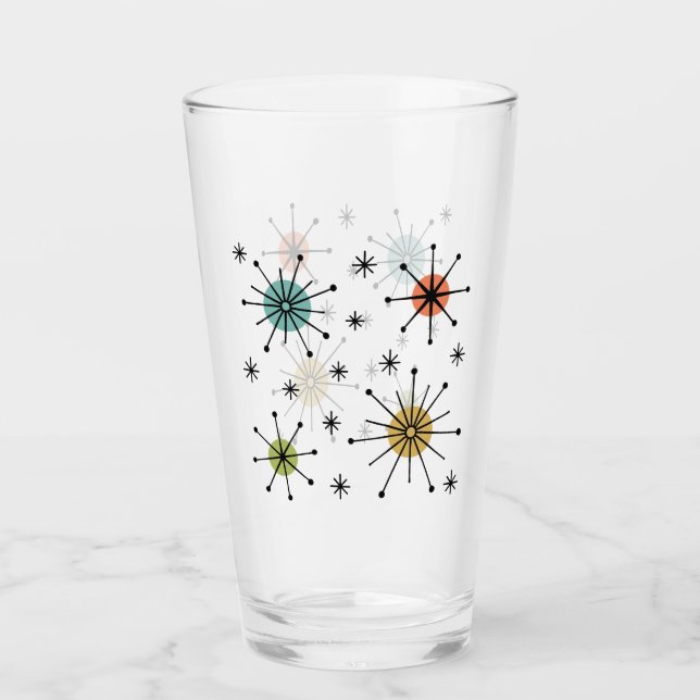 Verre Motif Atomique en Étoile Éclatée de Style Mid Cent (Devant)