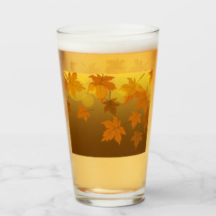 Verre Motif d'automne avec feuilles d'érable tombant et