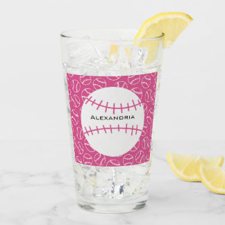 Verre Motif de baseball personnalisé en rose