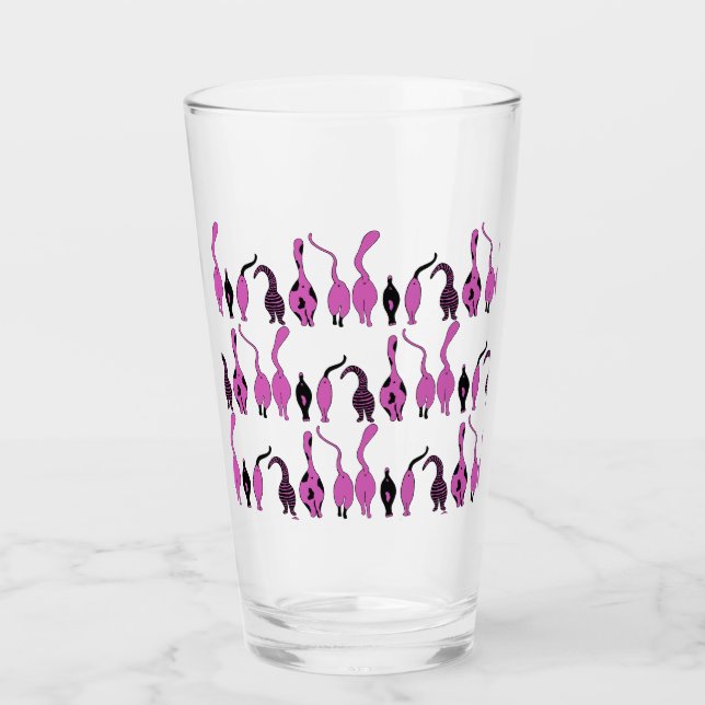 Verre Motif de boutons de chats violets (Devant)