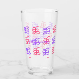 Verre Motif de doodle de papillon rose violet ajouter le