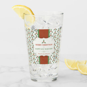 Verre Motif de houx de Noël Houx vert Baies rouges