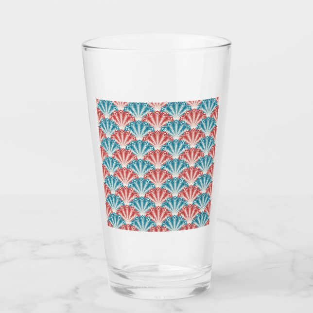 Verre Motif de la queue de paon rouge et bleu (Devant)