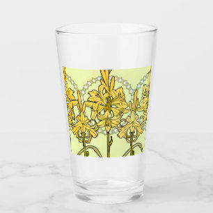 Verre Motif de lys Art nouveau d'Alphonse Mucha vintage