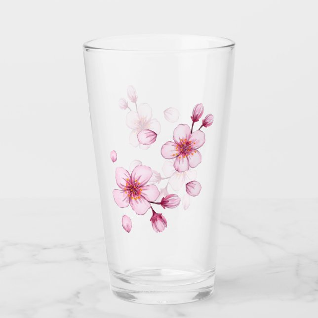 Verre Motif en fleurs de cerisier rose (Devant)