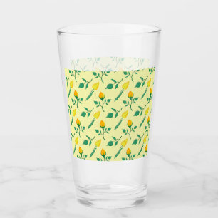 Verre Motif floral avec rose jaune et fleurs de tulipe