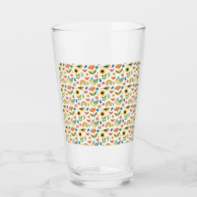 Verre Motif floral de l'aquarelle de printemps (Devant)