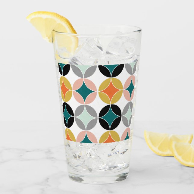 Verre Motif géométrique moderne rétro du milieu du (Devant glace)
