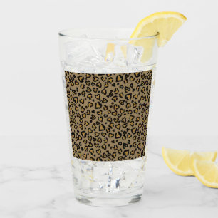 Verre Motif Léopard Cœur en Couleurs Naturelles