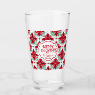 Verre Motif moderne de Poinsettia Noël fond blanc