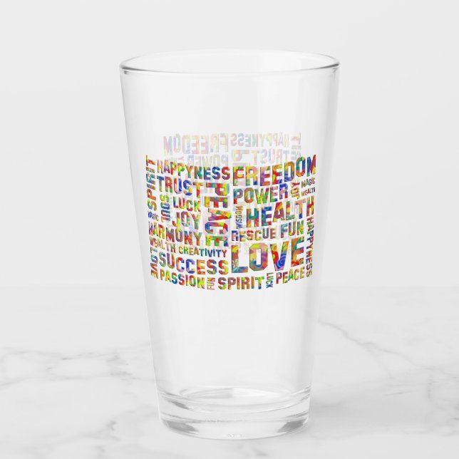 Verre Mots De La Voie Esprit / Pensée Positive 1 (Devant)