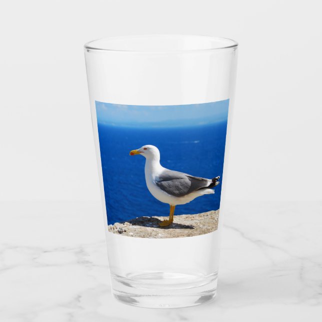 Verre Mouette à la plage (Devant)