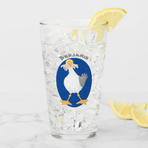 Verre Mouette drôle avec frites dessin animé