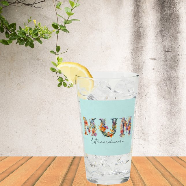 Verre Mum Extraordinaire Floral Typographie (Créateur téléchargé)