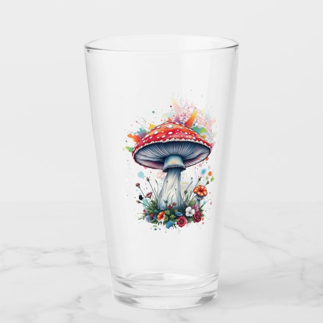 Verre Mushroom Flowers Woodland Colorful Splash  (Devant)