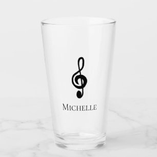 Verre Musical Treble Clef noir blanc 