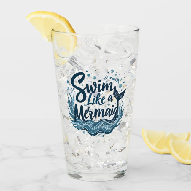 Verre Nager comme une sirène Whimsical Ocean Cote Art (Devant glace)