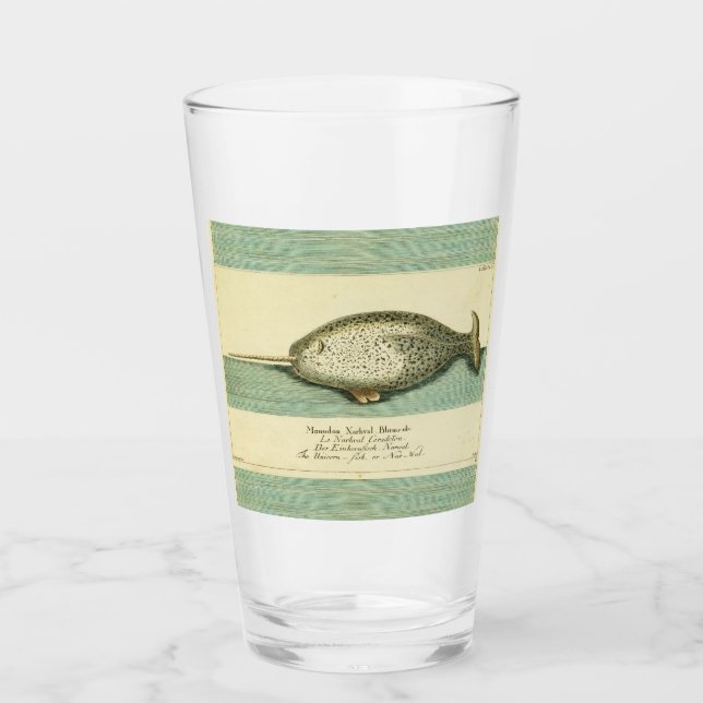 Verre Narwhal Antique Baleine Aquarelle Art scientifique (Devant)