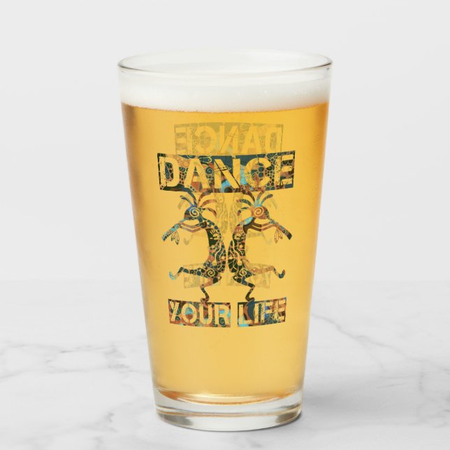 Verre Native Americans Kokopelli - Dance Your Life 1 (Devant (rempli))