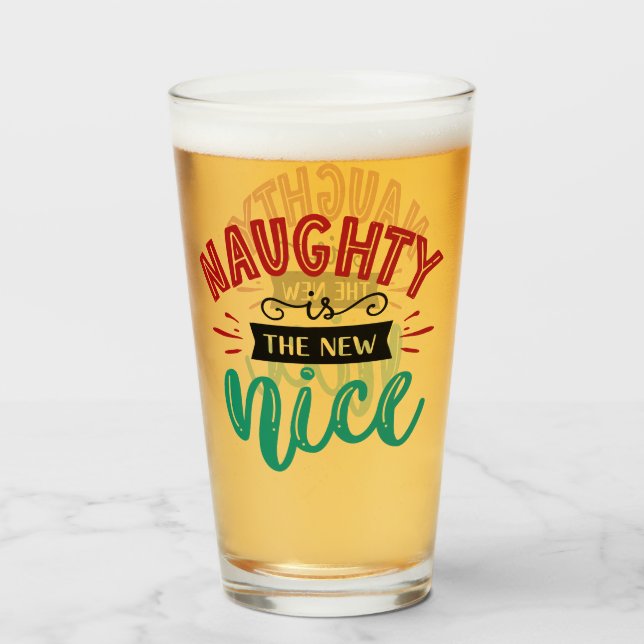 Verre Naughty est New Nice | Fêtes de Noël amusantes (Devant (rempli))