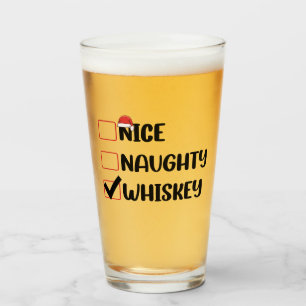 Verre Naughty Nice Whiskey Père Noël Liste de Noël