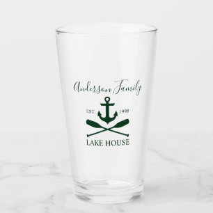Verre Nautical Lake House Ancre Oars Nom de famille Gree