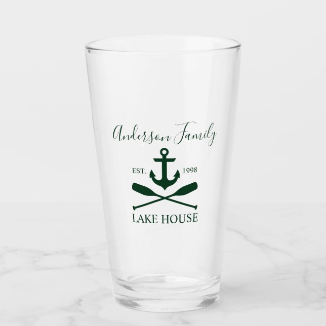 Verre Nautical Lake House Ancre Oars Nom de famille Gree (Devant)