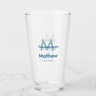 Verre Navy bleu nom de garçon d'honneur lettre date masc