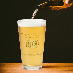 Verre Né en 1966 60e anniversaire fête boissons bière