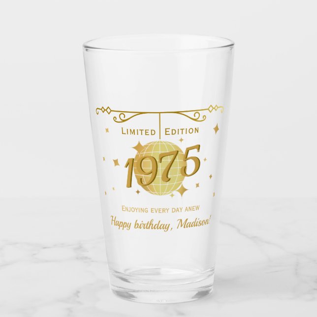 Verre Né en 1975 50e anniversaire fête de boisson barwar (Devant)