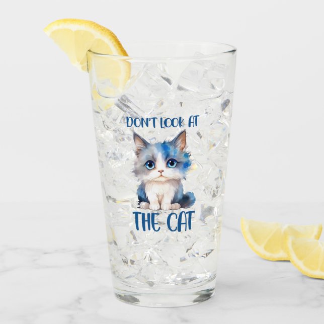 Verre Ne regardez pas le chat - adorable chaton bleu (Devant glace)