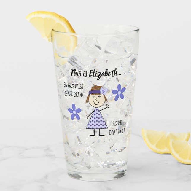 Verre Ne touchez pas ma boisson avec le personnage et le (Devant glace)