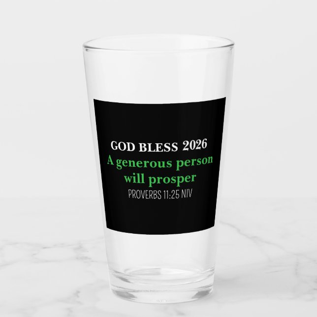 Verre New Year 2026 Blessings Festive Simple Black (Devant)