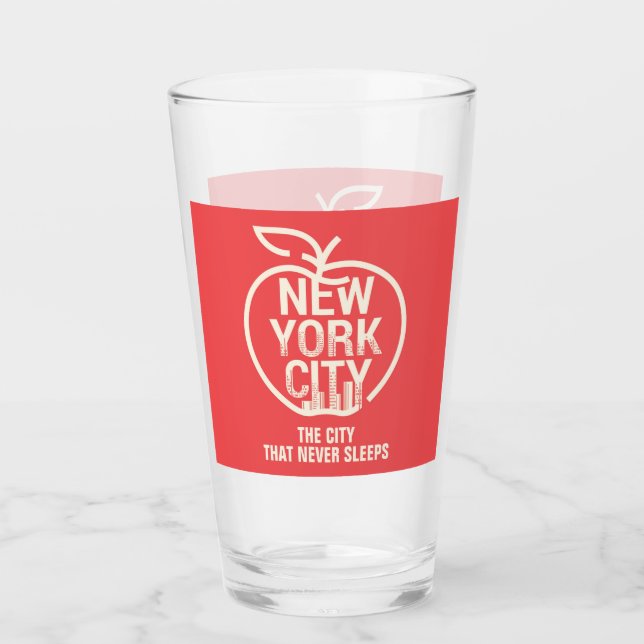 Verre NEW YORK VILLE Big Apple Skyline Red Modern (Devant)