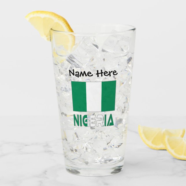 Verre Nigeria Personnalisation noire du drapeau nigérian (Devant glace)
