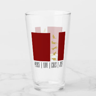 Verre Noël Amour de Chat Moderne Rouge Blanc Or