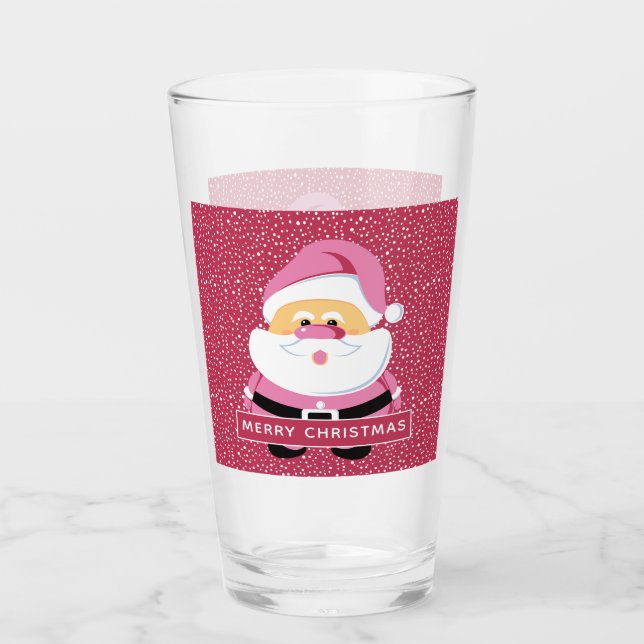 Verre Noël blanc rose mignon et neige (Devant)