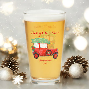 Verre Noël Camion Rouge Vacances de voiture Coupe de ver
