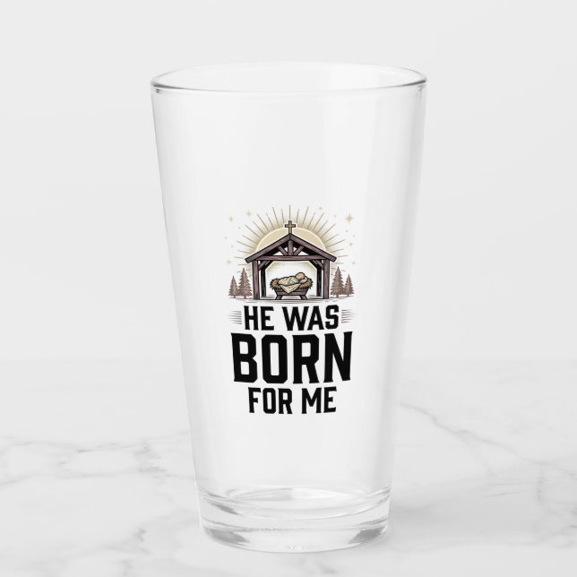 Verre Noël chrétien Il est né pour moi (Devant)